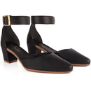 Sapato Feminino Salto Bloco Médio Bico Fino Preto com Fivela Elegante Confortável